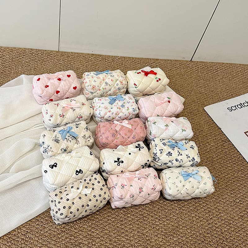 Girly Heart Bow Cosmetic Bag Women's Large Capacity Portable Toiletries Bag Travel Storage Bag Factory Direct Sales