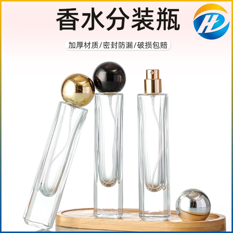 30ml Round Shape Glass Perfume Bottle Transparent Scent Spray Bottle with Pressure Trigger Cap Wholesale Empty Vessel for Fragrance
