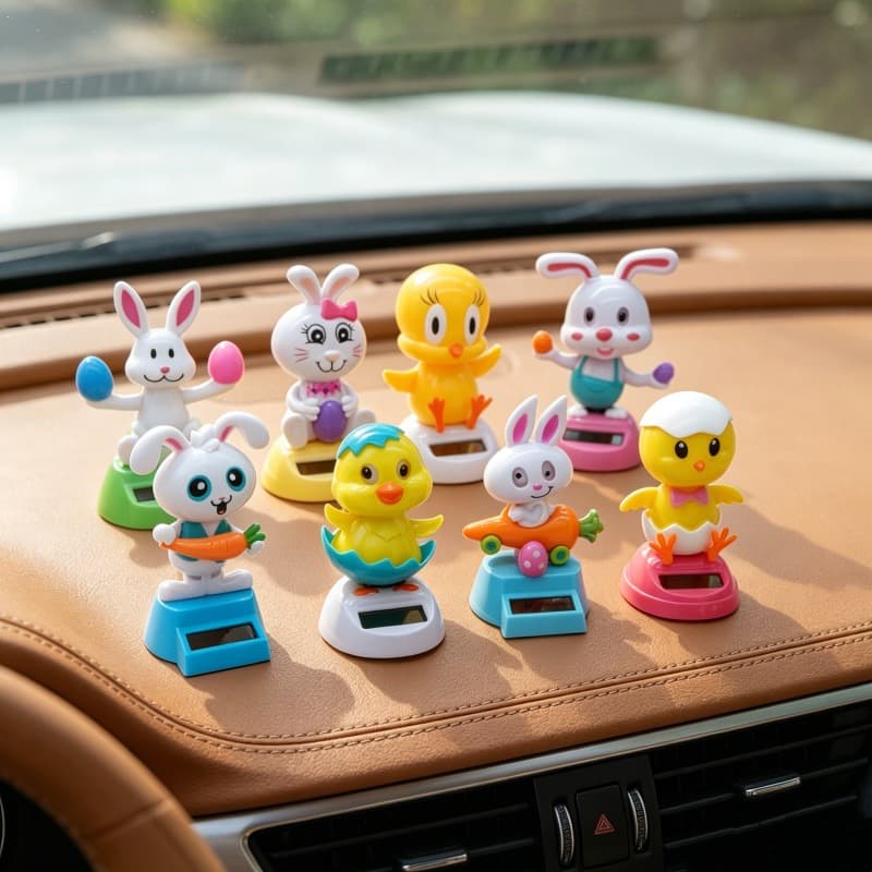 Cross-border Solar Automatic Swinging Sunflower Ears Rabbit Car Decoration Office Desktop Ornament