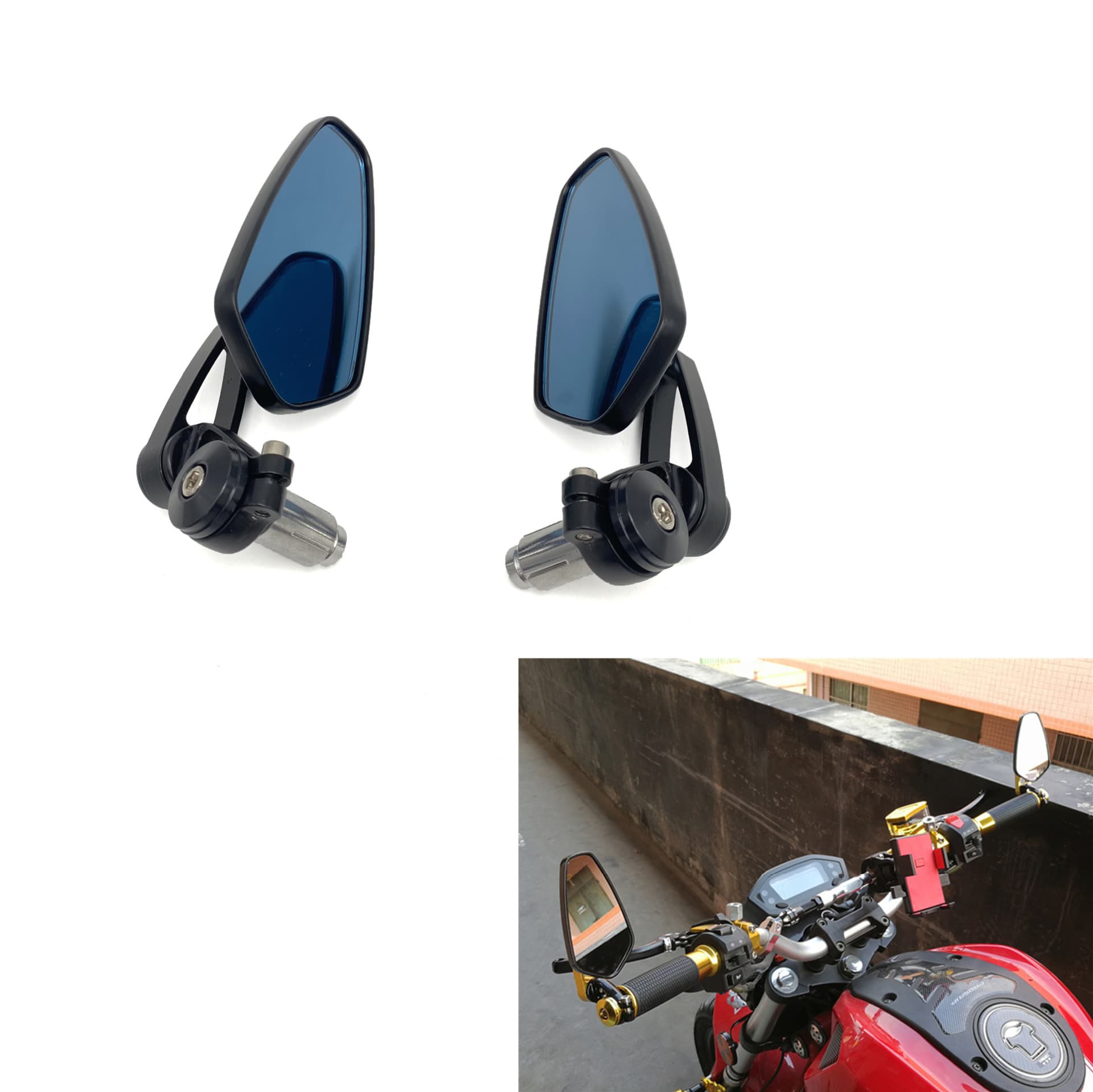 Motorcycle Rearview Mirror Aluminum Alloy Modified Handlebar Reflector 22MM Retro Street Bike Racing Handlebar Mirror