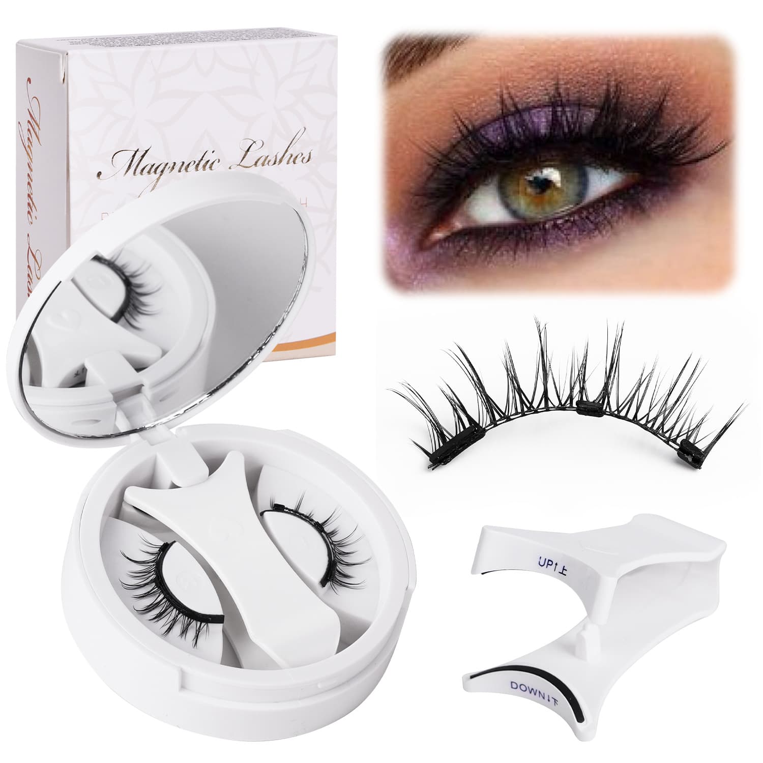 TK Hot-Selling Magnetic Eyelash Kit with Case, Magnetic Thick Eyelashes One-Piece Portable Eyelashes Bulk