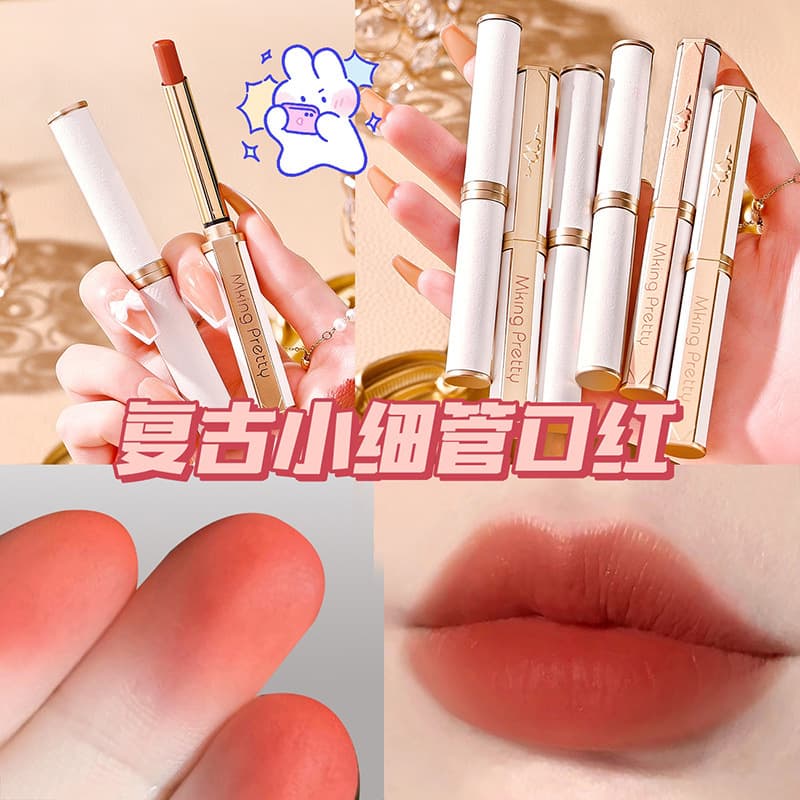 MKING PRETTY Sheepskin Lipstick Moisturizing Matte Velvet Lip Balm Brightening Slim Lipstick Drop Shipping