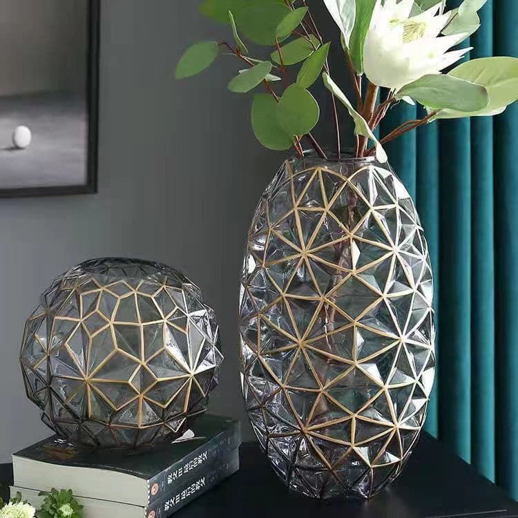 New Arrival Special Offer: Trendy Nordic Luxury Glass Vase for Living Room Flower Arrangement and Dried Flowers