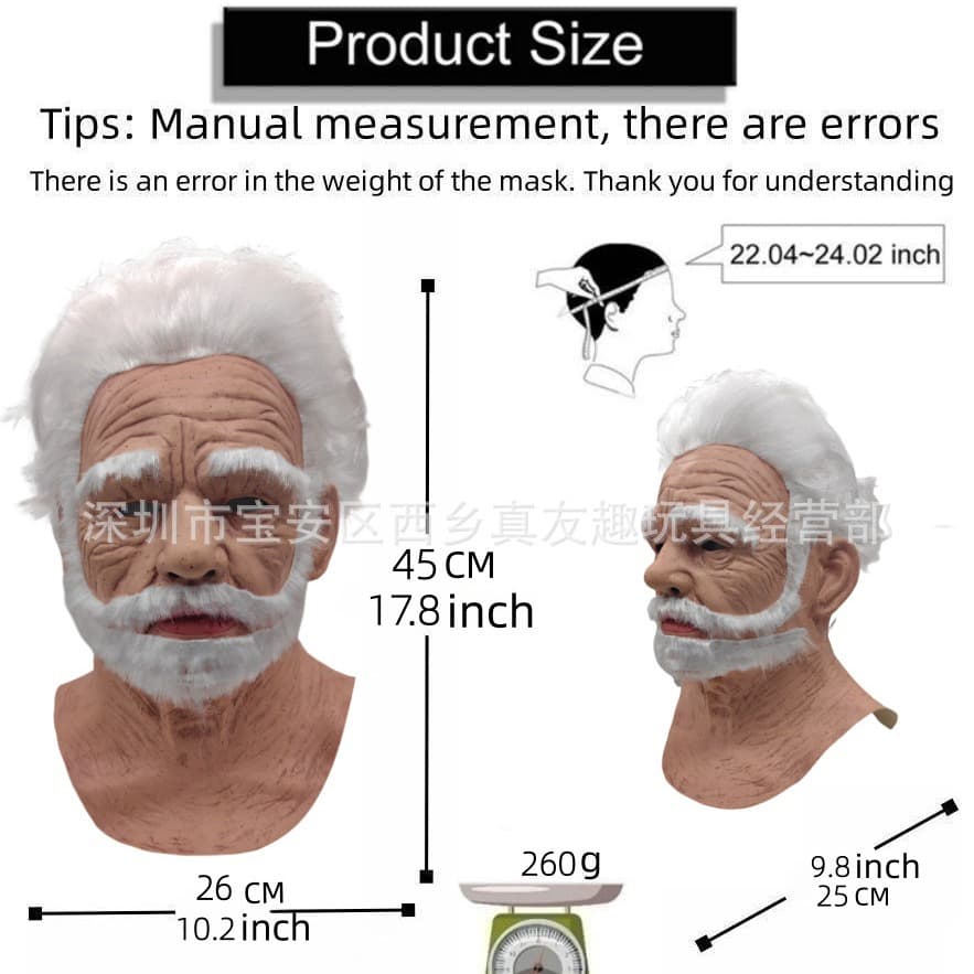 Returned Yan Old Man Head Mask Old Woman Head Mask Wig Old Man Mask Halloween Human-Like Latex Mask
