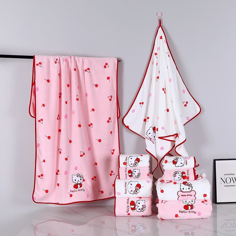 Hellokitty women's towel household face towel non-pure cotton coral velvet absorbent water towel bath towel does not shed lint