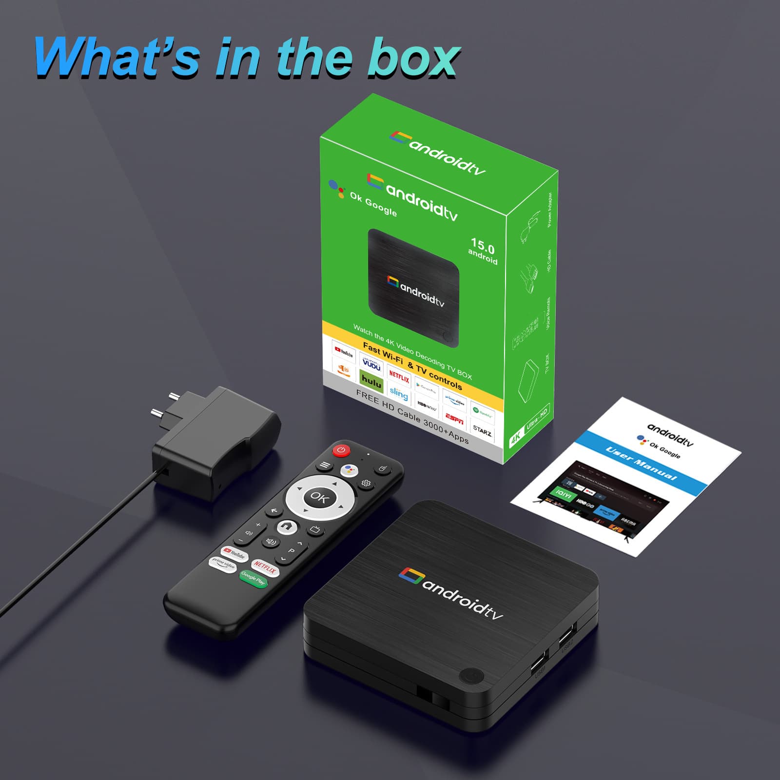 New Android TV Box for Export, Android 15 Player, 4K HD Network Bluetooth Voice Remote