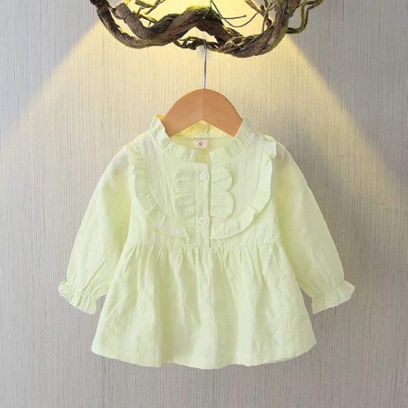 Girls Long Sleeve Shirt Spring Autumn New Solid Color Bow Tie Stylish Blouse for Toddlers and Kids Pullover Thin Top