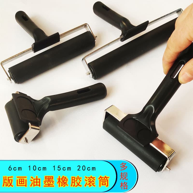 High-end Rubber Roller For Printmaking Ink Oil Stamp Pad 6cm/10cm Plastic Handle Art Supplies