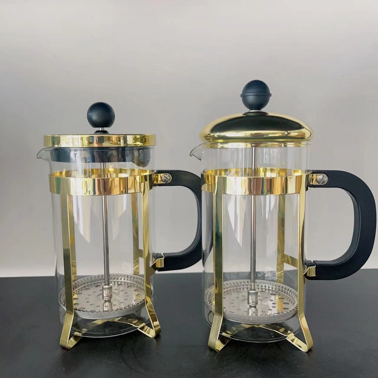 Custom Stainless Steel Glass Creative French Press Teapot Coffee Pot Electroplated Coffee Pot Tea Infuser French Press