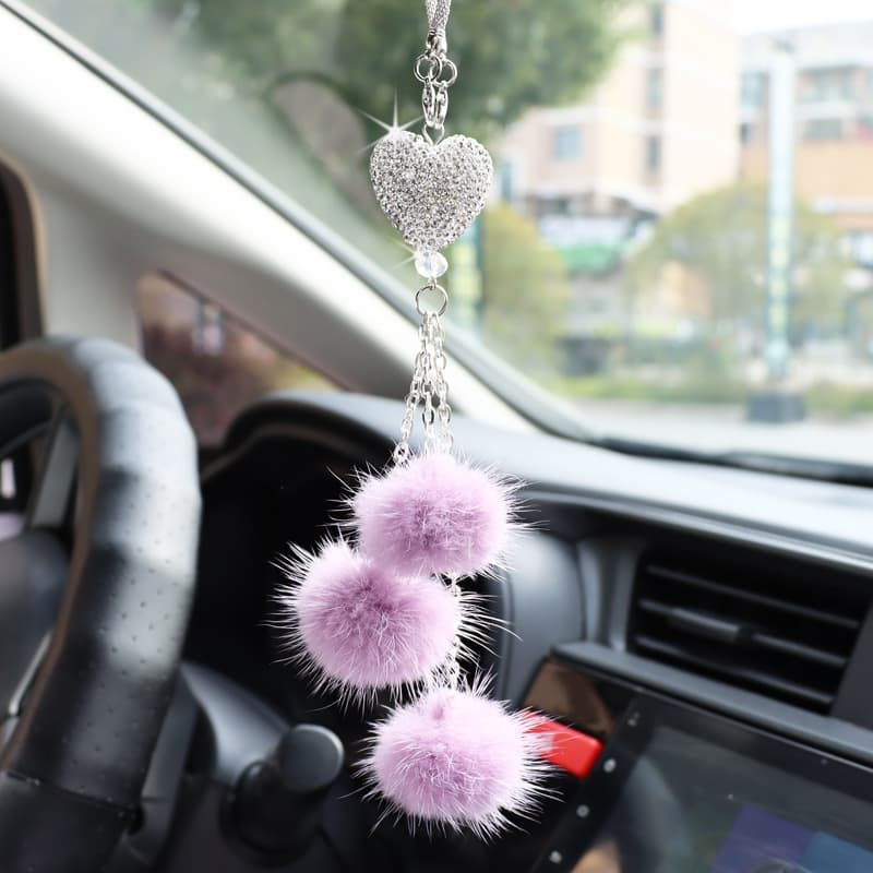 Overseas E-commerce Exclusive Mink Fur Ball Car Hanging Ornament Car Interior Decoration