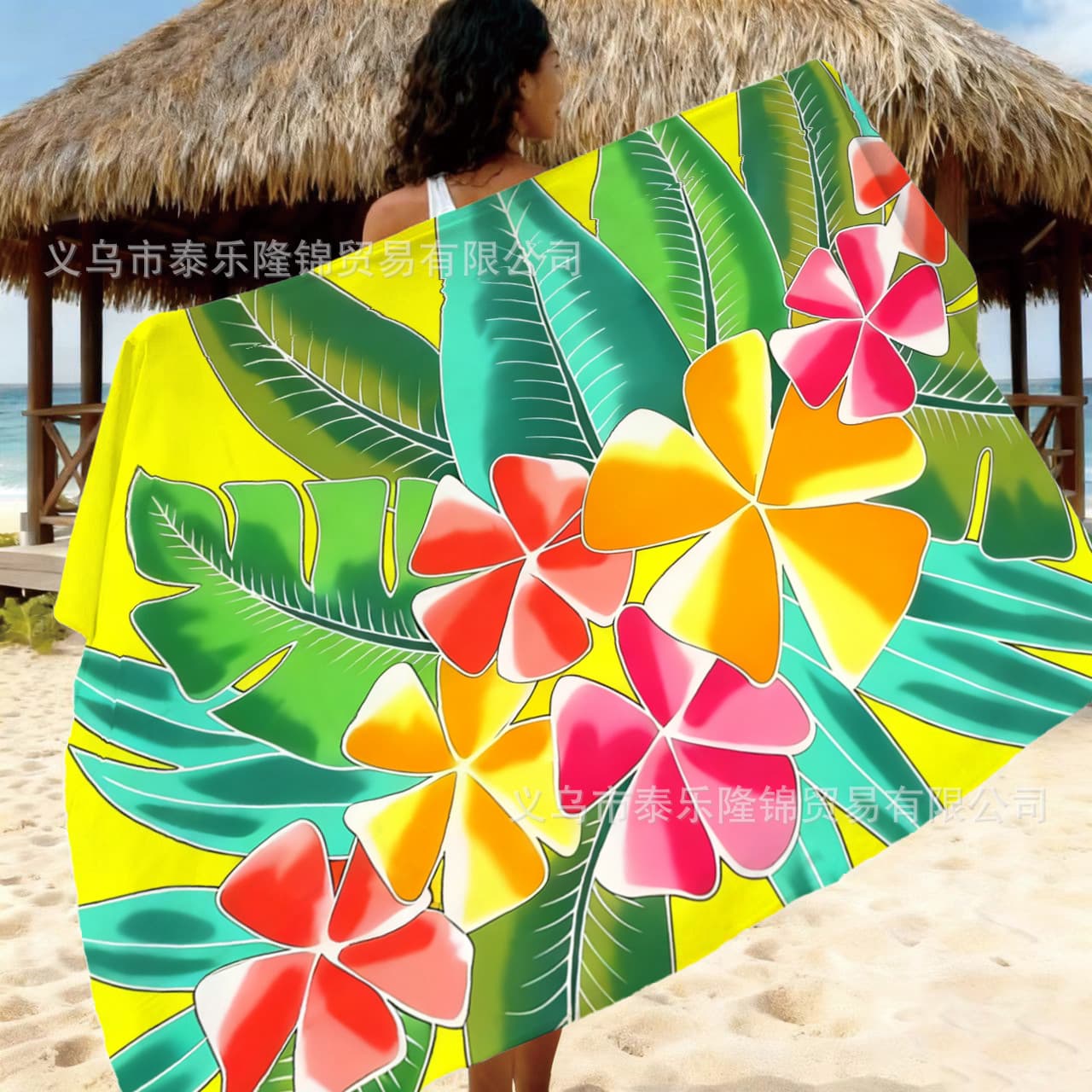 Cross-border E-commerce Hot Selling in New Zealand and Samoa Islands Rayon Hand-painted Floral Midi Skirt Beach Wrap Skirt