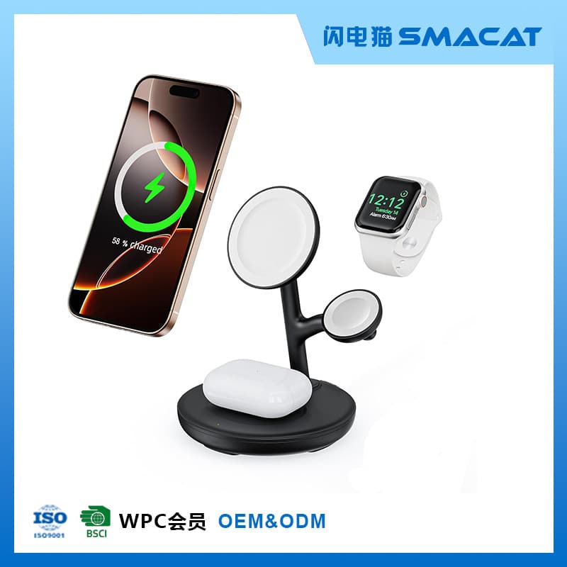 Cross-Border Bestseller QI2 3-in-1 Magnetic Wireless Charger for Apple Devices Phone Magnetic Wireless Charging