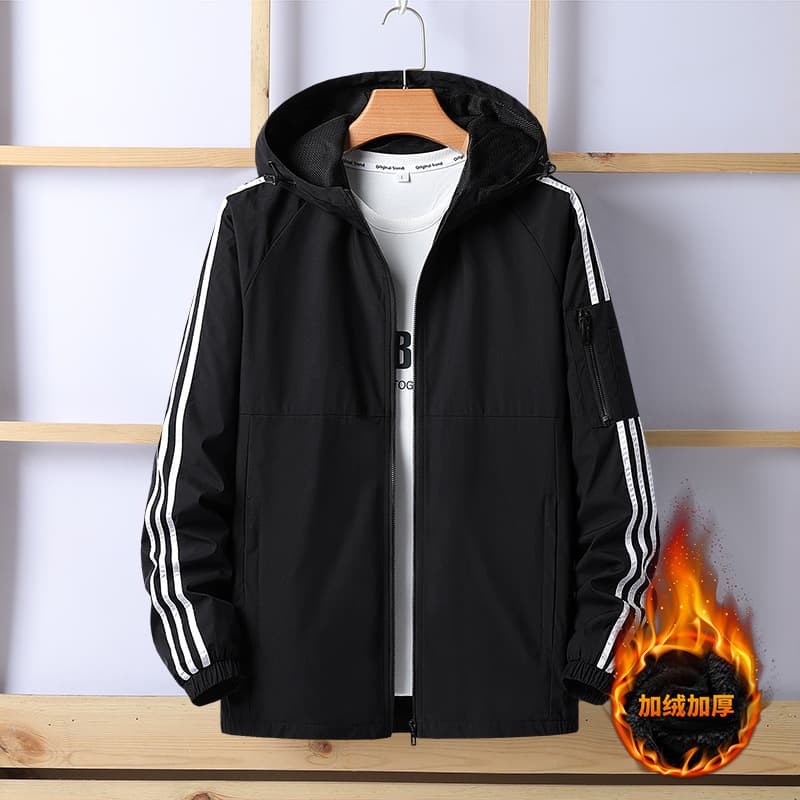 Men's Jacket 2026 Fall Winter Casual Youth Fashion Brand Jacket Korean Style Cool Fleece Lined Warm Hooded Coat