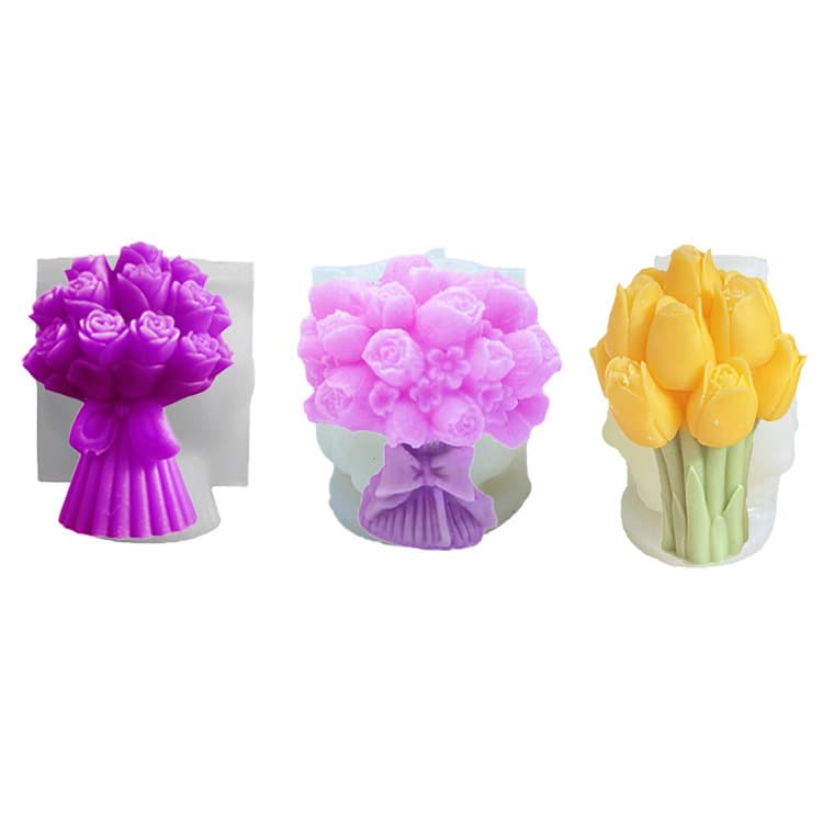 Tulip Bouquet Candle Silicone Mold DIY Tulip Rose Bouquet Aromatherapy Candle Ambiance Decoration Mold