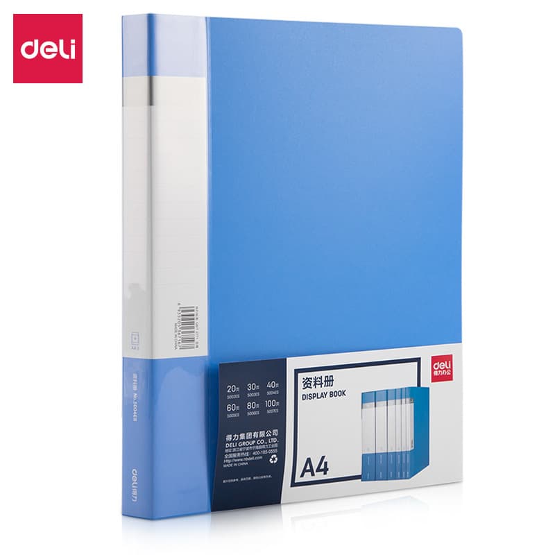 Deli 5004ES 40-Page Document Folder (Blue) (Unit)