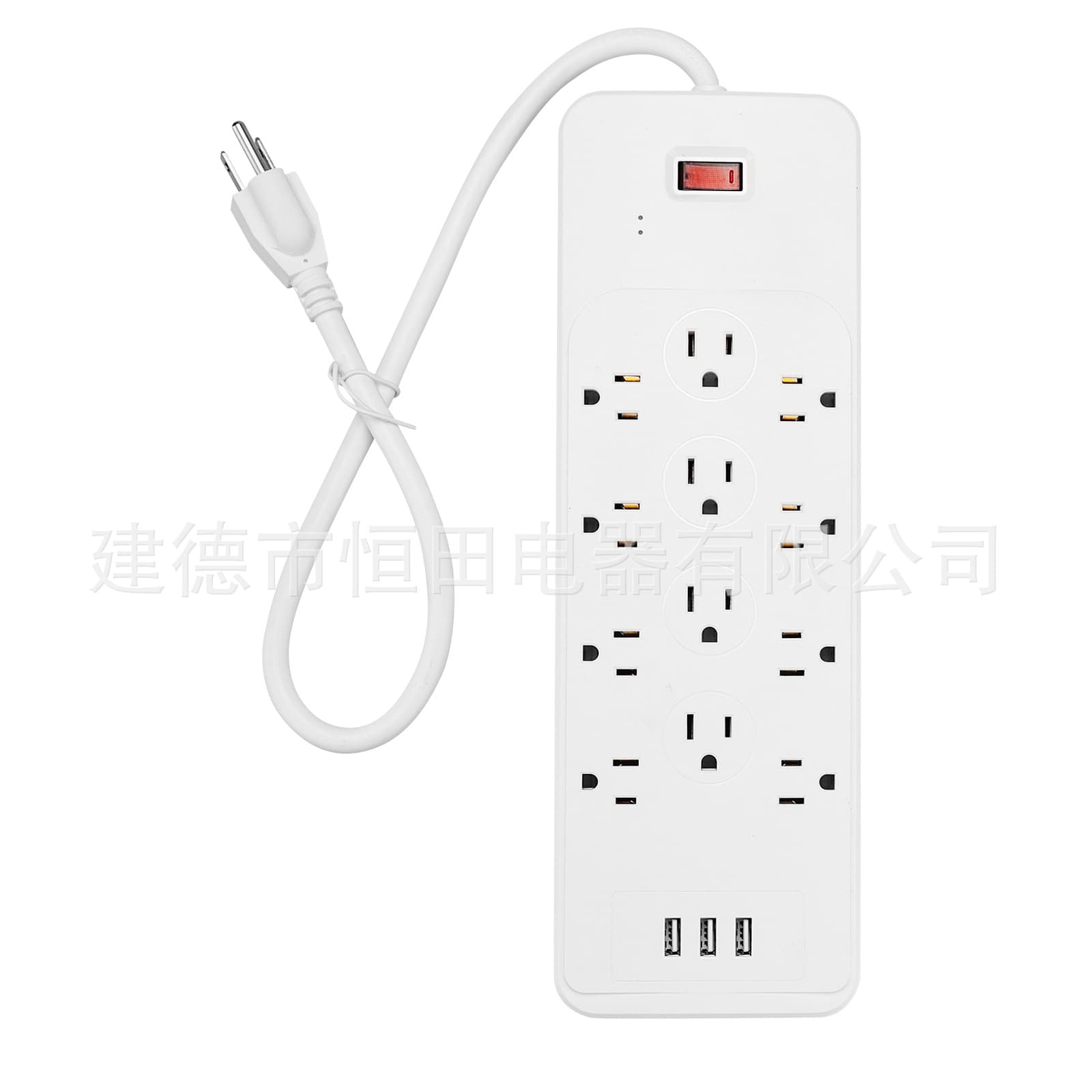 South America 125V US Standard 12-outlet Power Strip with Surge Protection USB Socket 15A