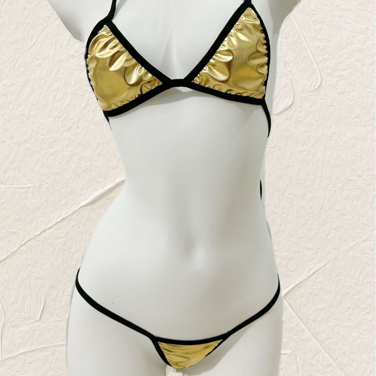 European American Style Sexy Lace-Up Three-Piece Set Bra + Shorts Lingerie Bikini Patent Leather Set