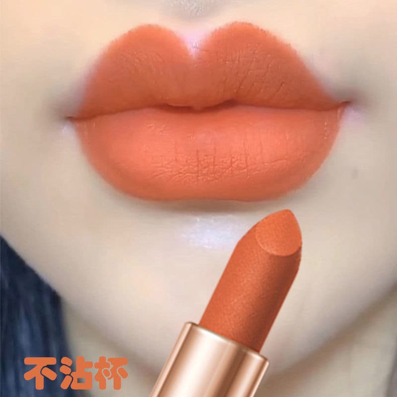 Carrot Color Yellow Skin Long-Lasting Non-Fading Non-Stick Cup Non-Smudging Bean Paste Color Cinnamon Color Lipstick Setting One-Piece Drop Shipping