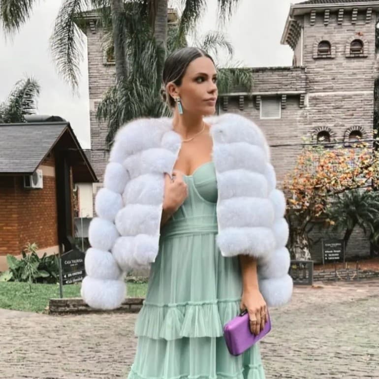 European and American new fur coat faux fox fur coat short women's long sleeve winter fur coat overcoat