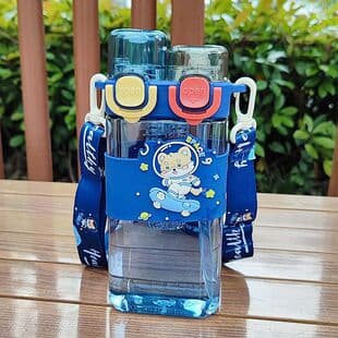 Kids Water Bottle High Appearance Cartoon Cute Straw Cup for Boys and Girls School Dual Drink Cup with Tea Strainer Summer Water Jug