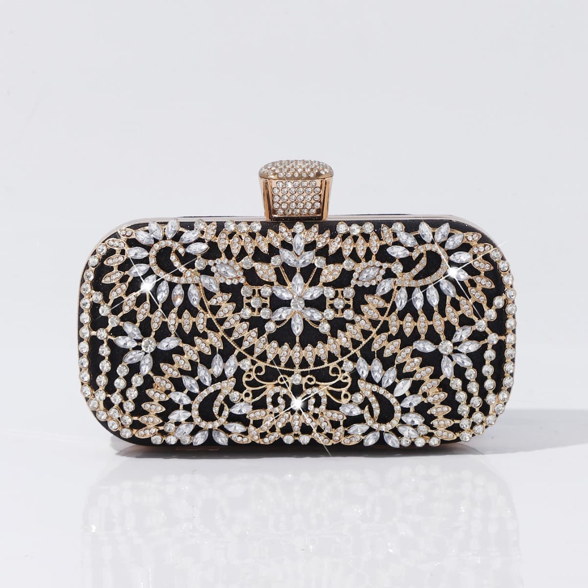 Cross-Border Evening Bag European and American Trendy Fashion Rhinestone Studded Banquet Clutch Dress Small Square Bag Full Rhinestone