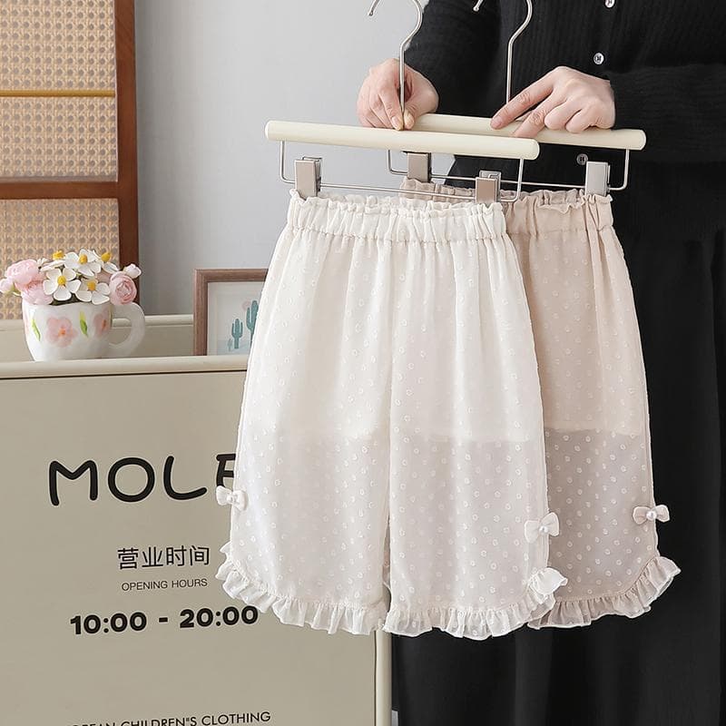 Girls' Korean Chiffon Wave Dot Mosquito-Repellent Pants, Western-Style Thin Summer Baby Girls' Children's Wide-Leg Loose Trousers