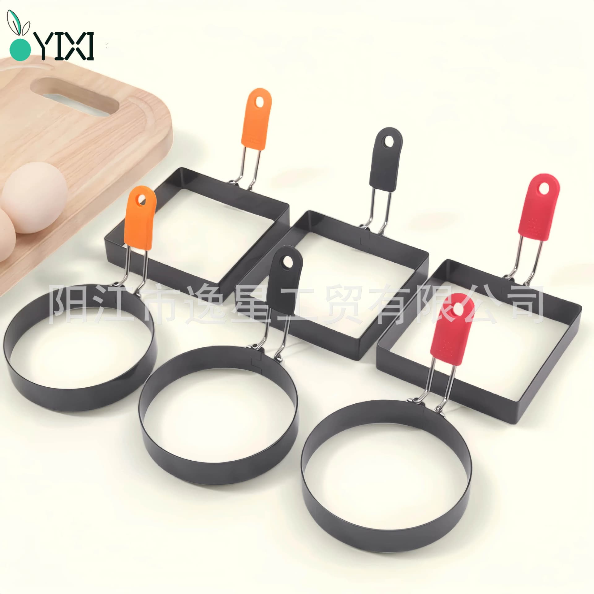 Wholesale 430 stainless steel round egg fryer with silicone handle, non-stick egg ring, egg mold, pancake mold, egg ring