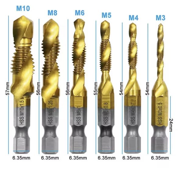 Drop Shipping Machine Screw Tap Blue Drill Tap Combo Tool Hex Shank Twist Drill