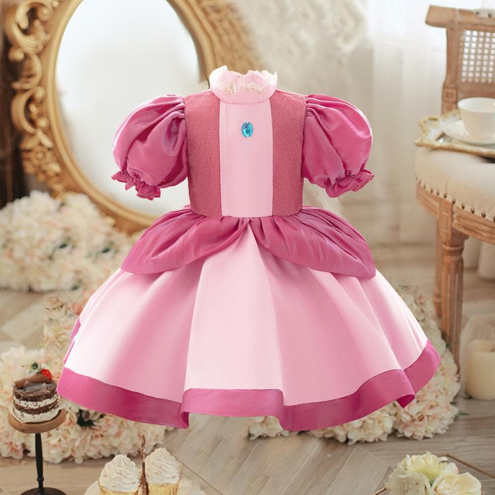 Princess Dress Lace Patchwork Bubble Sleeve Children's Day Performance Costume Baby Toddler Girls Cotton Blend Outfit