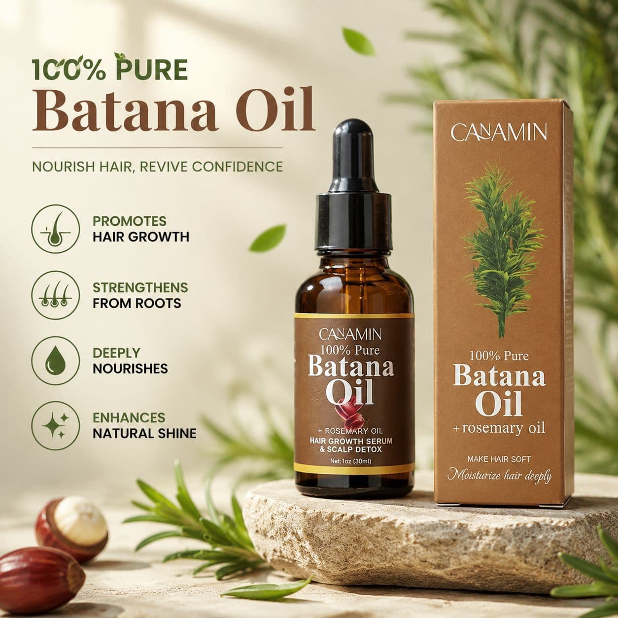 Cross-border Trade 100% Pure Batana Oil Organic Rosemary Hair Care Essential Oil