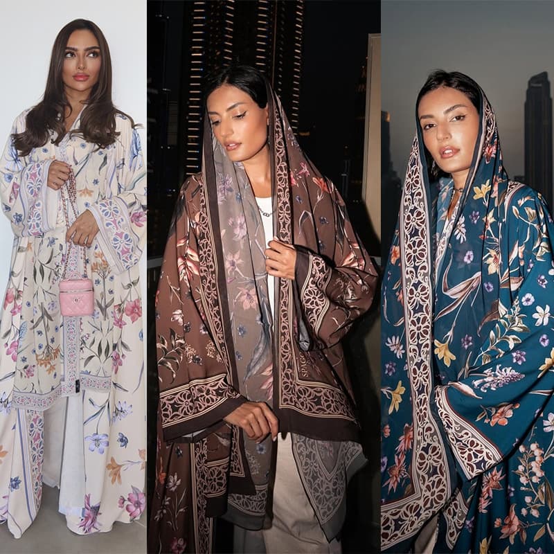 MQ223 2026 New Modest Printed Cardigan Robe with Headscarf Amazon Trendy Two-Piece Outerwear