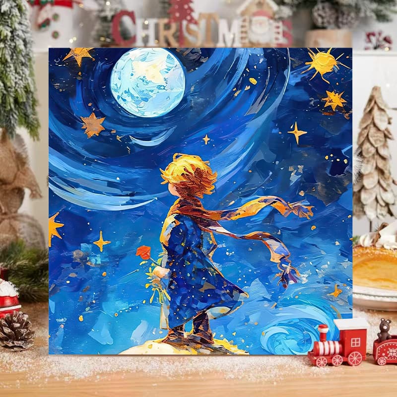 Little Prince Rose Digital Oil Painting DIY Hand-Painted Coloring Advanced Starry Sky Healing Acrylic Painting Factory Wholesale