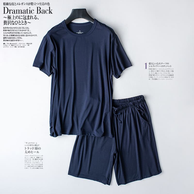 Modal Summer Pajamas Men's Thin Loose Short Sleeve Shorts Summer Wearable Sports Home Suit