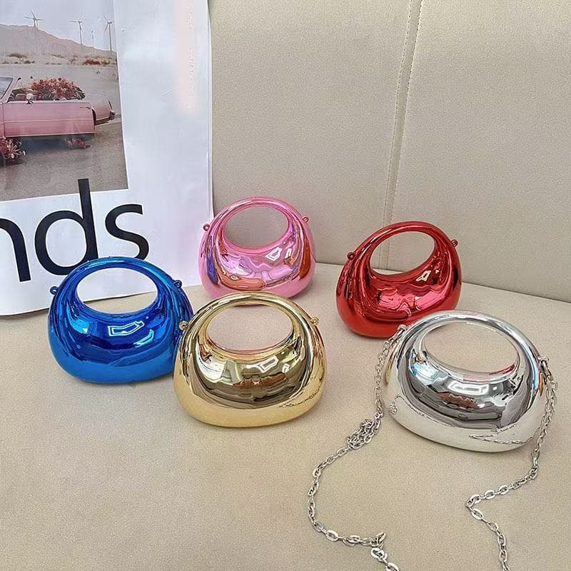 2025 New Mini Acrylic Crescent Bag, Glossy Chain Bag for Shoulder and Handheld Fashionable Crossbody Evening Use