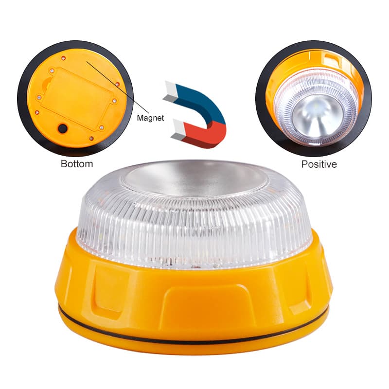V16 Traffic Warning Light Car-mounted Emergency Yellow Flashing Lighting Magnetic Suction European Style Vehicle Safety Lamp