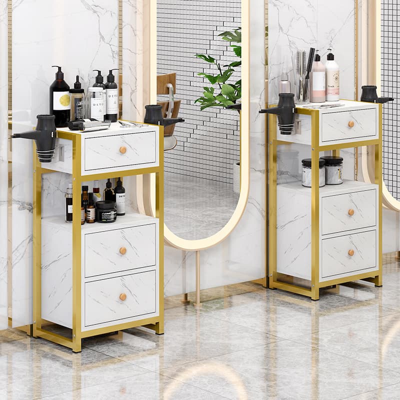 Barber Shop Tool Cart Beauty Salon Utility Trolley Hair Salon Multi-Functional Storage Shelf Stylist Workstation