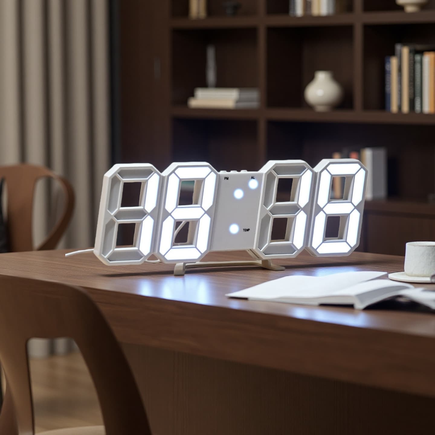 Student home use LED electronic clock living room wall clock large digital clock 3D clock silent wall hanging creative alarm clock