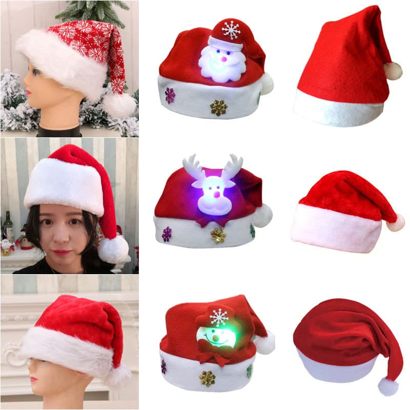 Christmas Decorations Adult Red Santa Claus Cartoon Hat Children's Christmas Cap Office Culture Clothing Props Cosplay Costume