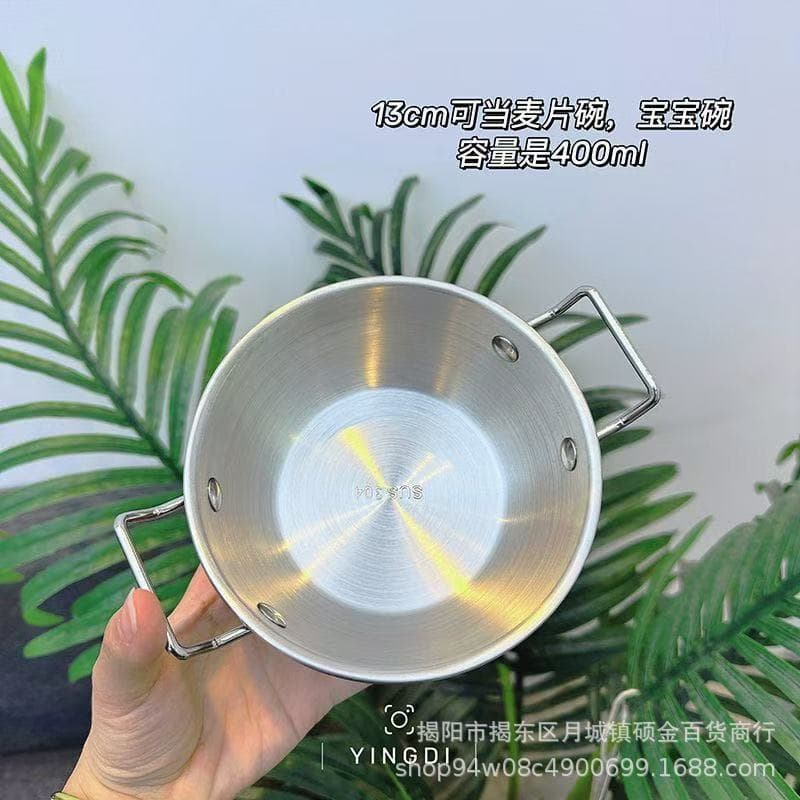 Stainless Steel Instant Noodle Bowl, Rice Wine Bowl, Snack Noodle Bowl, Double-Ear Rice Bowl, Simple Breakfast Milk Cereal Snack Bowl