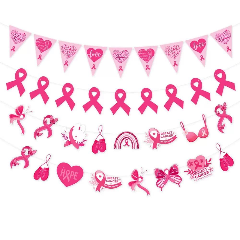 New Breast Cancer Awareness Day Party Banner Atmosphere Decoration Breast Cancer Awareness Day Banner Garland