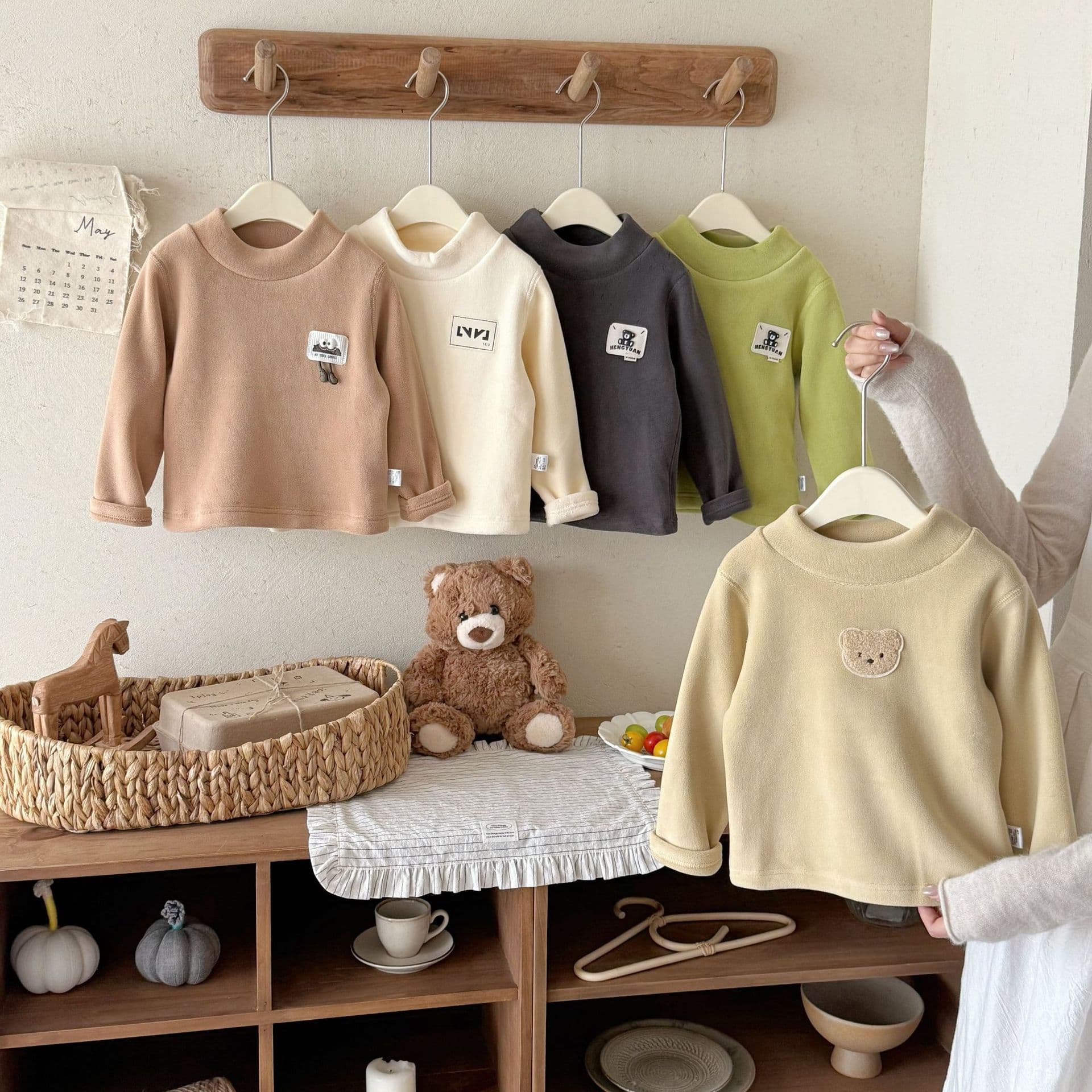 [Custom] Children's Base Shirt Autumn/Winter Warmth Oli Fleece Seamless Fleece-Lined Thickened Versatile Single Top Wholesale