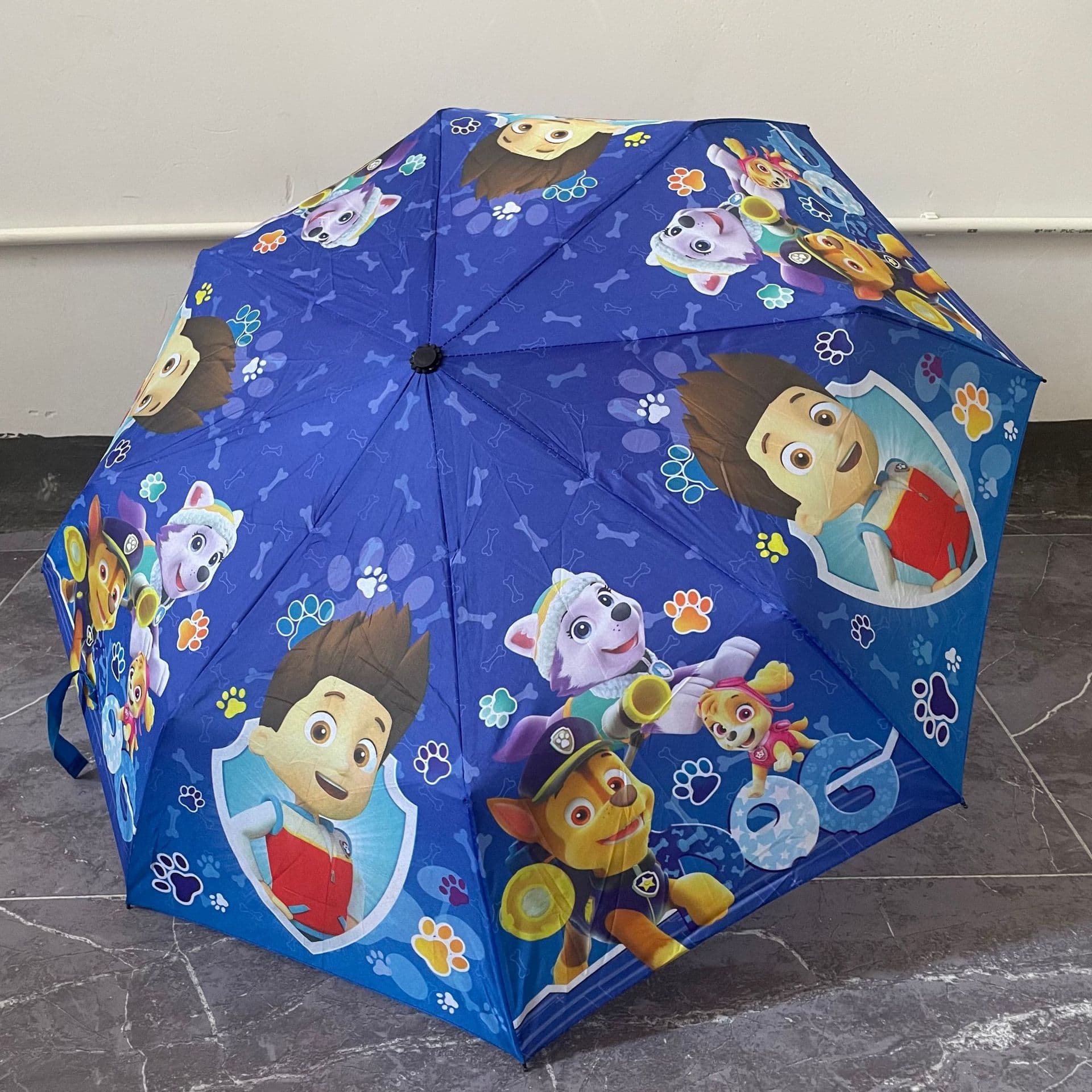 Children's Anti-poke Folding Dual-Use Sun and Rain Umbrella, Three-fold Cartoon Folding Umbrella, Paw Patrol Student Rain Umbrella for Ages 7-12