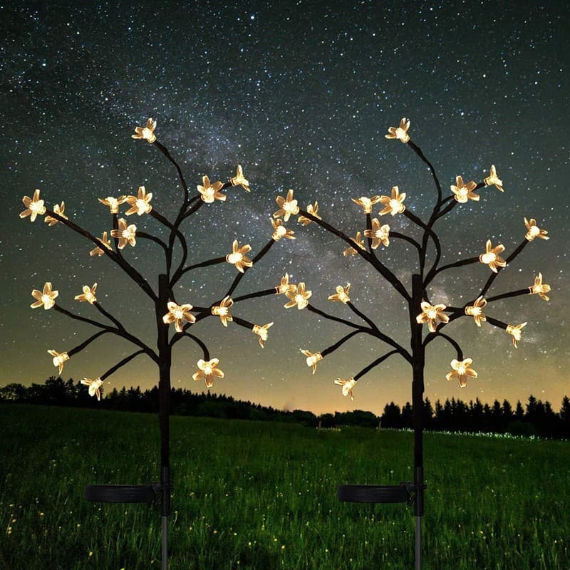 Factory Direct Solar Outdoor Ground Insert Light 20 LED Lights Cherry Blossom Tree Branch Light Garden Courtyard Decorative Light