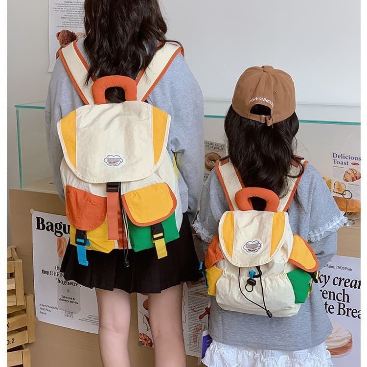 New Parent-Child Backpack Fashionable Children's Backpack Large Capacity School Bag Student Backpack Cute Patchwork Girl Bag