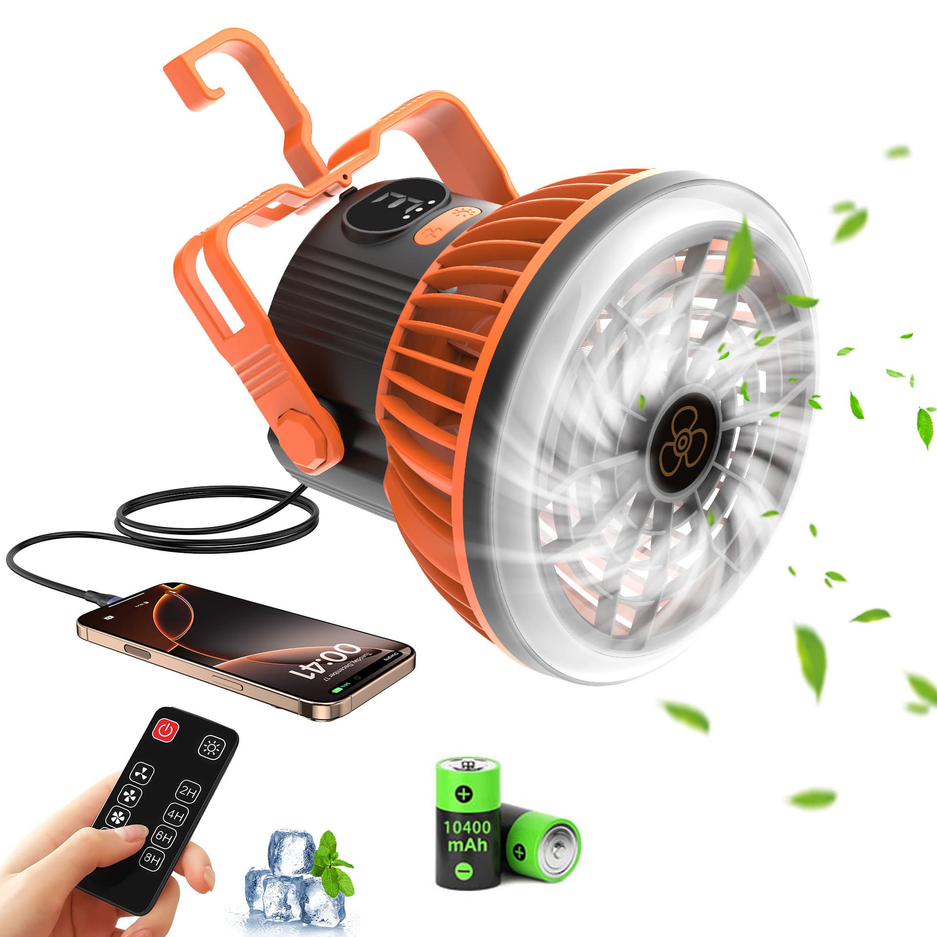 New cross-border remote control outdoor camping fan/tent fan/light, convenient USB rechargeable lighting, dormitory small ceiling fan