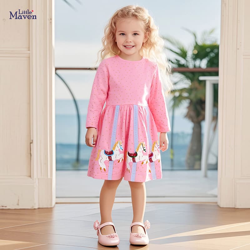 Children's Clothing Source Factory European and American Girls' Dresses Autumn New Arrival Kids' Dresses Cartoon Cotton Children's Dress Wholesale