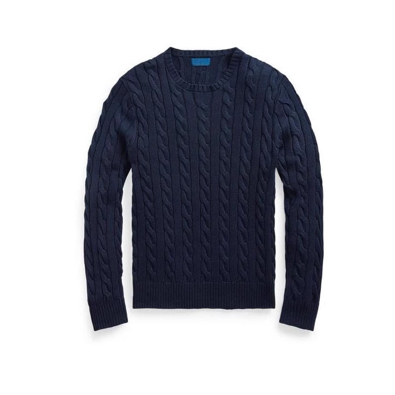 Scannable RL Ralph pony logo embroidered crew neck knitwear men's autumn winter warm cable knit couple's pullover sweater women's