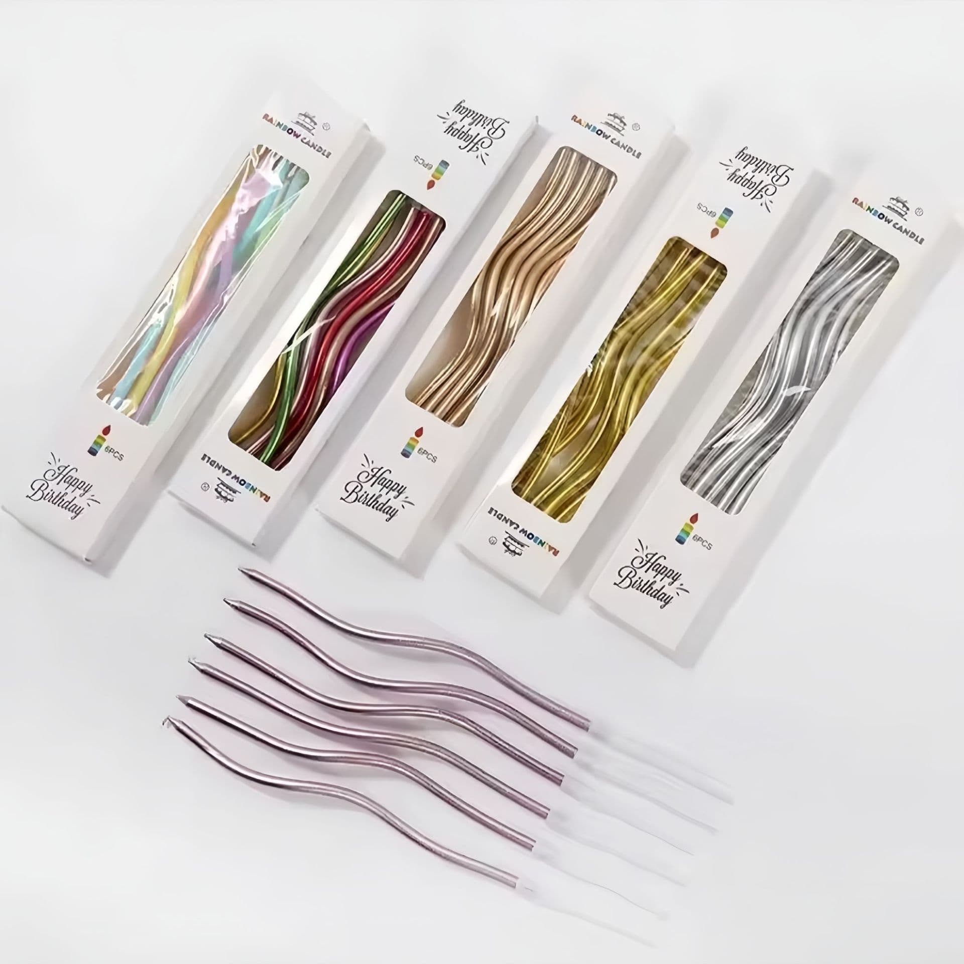 Trendy Curved Candle Cake Decoration Ornament Spiral Birthday Candle Baking Threaded Creative Bent Candle Insert