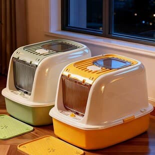 New Flip-Top Cat Litter Box Extra Large Enclosed Odor-Proof Anti-Splash Top-Entry Cat Toilet Pet Supplies