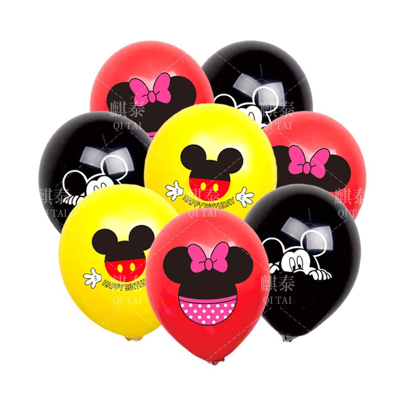 Cross-border Mickey Minnie Latex Balloon Set Kids Birthday Party Pack 12-inch Cartoon Printed Mickey Mouse Balloons